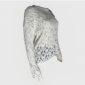 NWT Eileen Fisher Peruvian Organic Cotton Cord Crew Neck Top In White Medium